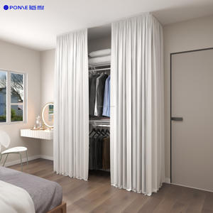 Haut de gamme personnalisable promenade dans le placard garde-robe fil étagère organisateur anti-poussière réglable plusieurs couleurs rideaux - Product Image 4