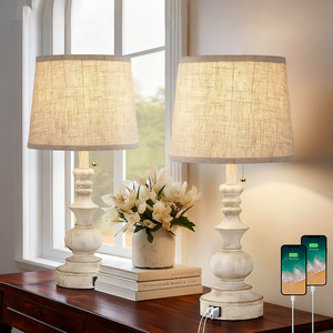 Table Lamp Ceramic Beige Shade E26 LED Bulb <b>Push</b> <b>Button</b> <b>Switch</b> Modern Design Eye Caring Desk Bedside Lighting - Product Image 1