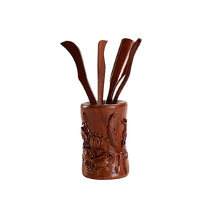 Juego de cucharas de té de palisandro, accesorios de té Kung Fu de madera maciza con forma de cilindro - Product Image 5
