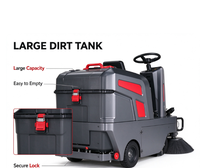 Balayeuse électrique autoportée à faible bruit, machine de balayage routier robuste pour le nettoyage des surfaces dures, des poussières et des débris