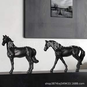 Escultura de caballo Qi Hang, decoración artística de resina, figura hecha a mano para adorno de escritorio de sala de estar - Product Image 5