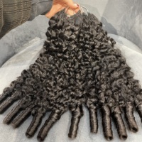 Rambut Keriting Burma Crohect dengan Ujung Keriting, 60g Per Pak, Harga Grosir, Kualitas 12A, Rambut Asli Manusia, Rambut Tipis untuk Wanita