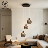 Lampada a Sospensione LED in Vetro Ondulato Fumé e Ambrato, Design Cubo con Effetto Acqua, per Scale, Sala da Pranzo, Villa