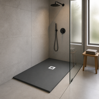 Receveur de douche en pierre artificielle, base de sol imperméable, surface texturée antidérapante pour un design de salle de bain moderne