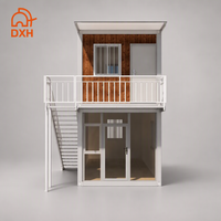 Maison modulaire en conteneurs à 2 étages, panneaux sandwich imitation bois, maison préfabriquée en conteneurs en kit pour villa ou bureau
