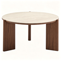 Table basse ronde en céramique moderne à prix de gros direct usine, avec pieds en bois, pour salon