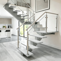 Rampe en verre trempé sans cadre sur mesure, design moderne en acier inoxydable pour villa, jardin, escalier commercial, balcon