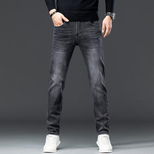 2024 nouveau européen hommes jean chic doux Denim <span class=keywords><strong>pantalon</strong></span> pour automne hiver mi épais élastique ample droit décontracté grand nom lavé - Product Image 4