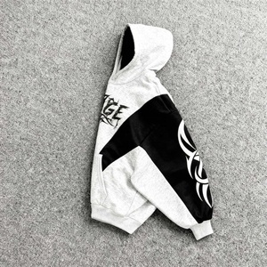 Hoodie Homme Cropped Boxy Style Gothique Original 2026 avec Patchwork, Logo Personnalisé, Impression DTG, Coupe Oversize, Streetwear - Product Image 3