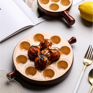 Plat à <span class=keywords><strong>Escargots</strong></span> en Céramique Style Français BD20, Plaque à <span class=keywords><strong>Escargots</strong></span> à <span class=keywords><strong>6</strong></span>-12 Cavités pour Champignons, Œufs et Gaufrettes, Utilisation au Four, Couleur Marron Beige - Product Image 6