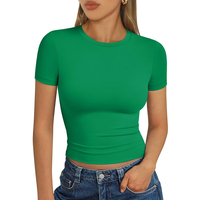 T-shirt de course basique à séchage rapide pour femmes T-shirts vierges personnalisés Hauts courts pour femmes T-shirt de sport Slim Fit