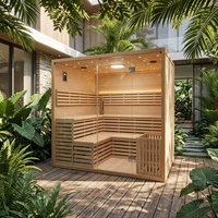 Cápsula de Sauna de Vapor Seco por Infrarrojos de Madera de Cedro Rojo Canadiense con Panel de Control Computarizado y Ventanas Transom, Modelo HOT 5