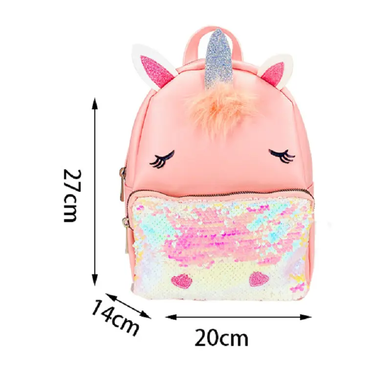 Fashionable Pink Pu Children's Schoolbag Bag Girl Cute Kids School Backpack Bag For Girl
