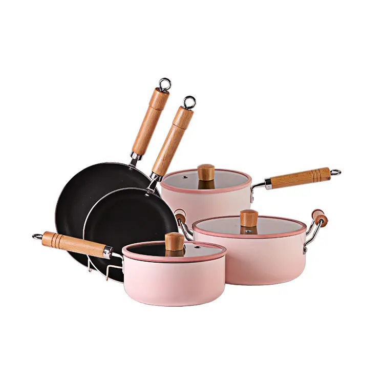 Axa-Pink Aluminum 8 piece set pots and pans cookware sets cooking nonstick kitchen ware cookware sets