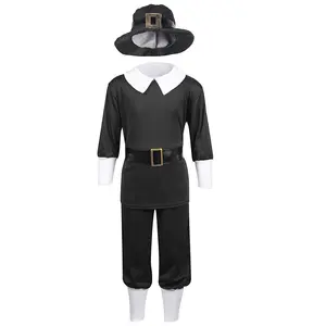 4 pz Costume coloniale ragazzo per bambini pantaloni camicia Cap cintura Cosplay 4-12 anni Costume di Halloween