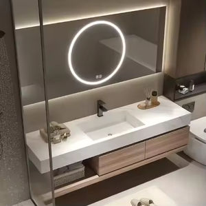 Muebles de Baño Modernos y Sencillos de Madera Maciza Estilo Australiano de Lujo, con Espejo LED, para Apartamento - Product Image 2
