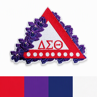 Patch brodé pour sororité Delta Sigma Theta, motif triangle fleur violette et lettres grecques, thermocollant pour vêtements