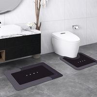 Ensemble de 3 tapis de salle de bain modernes en polyester, fins, lavables, absorbants, antidérapants en caoutchouc, séchage rapide, pour sous l'évier