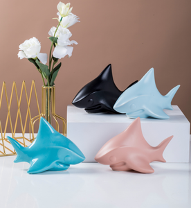 Ceramic <strong>Art</strong> Ornaments Sea Animal Statue <strong>Shark</strong> Figurine Decorations for Desk - Product Image 1