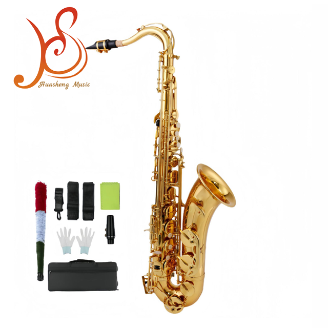 Factory Direct Bb Tenor Saxophone Brass Body Gold Finish Professional Beginner Wind Musical Instrument Made in China