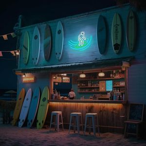 Enseigne au néon surfeur surf lumière LED décoration murale LED lumière de sport alimenté luminosité réglable interrupteur chambre décor cadeaux adolescents enfants - Product Image 3