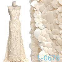 Tissu en dentelle brodé YZ avec de grandes paillettes fantaisie et perles lourdes faites à la main, prix de gros, pour robes de mariée et de soirée