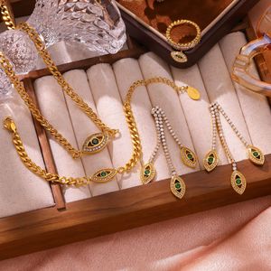 Orecchini <span class=keywords><strong>a</strong></span> Perno Stile Europeo-Americano con Occhio Mistico e Zirconi in Acciaio Inossidabile per Donne con Orecchie Sensibili - Product Image 3