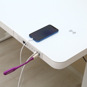 Bureau intelligent moderne pour la maison et le bureau, en verre, réglable en hauteur avec moteur, tiroir, chargeur USB sans fil, bureau debout - Product Image 6