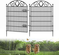Panneaux de clôture pour chiens en métal, design arqué, 34 pouces de haut x 26,77 pouces de large, fil métallique antirouille, finition en fer noir ornemental, robuste
