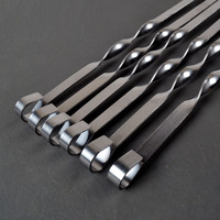 Ensemble de 6 brochettes en acier inoxydable de 23,6 pouces, brochettes à shish kebab, brochettes en métal robustes avec poignée antidérapante