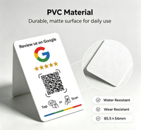Carte NFC PVC RFID professionnelle avec puce NTAG213 13,56 MHz, étanche, pour les réseaux sociaux et l'hôtellerie - Carte de commentaires Google