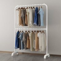 Porte-manteau simple à double niveau sur pied, séchoir à vêtements à tringle unique pour chambre, salle de bain, balcon, usage domestique