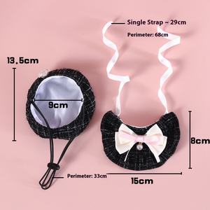 Ensemble de bavoir pour petits chiens, <span class=keywords><strong>beret</strong></span> de princesse, nœud perlé, fleur, Halloween, Noël, polyester écologique, mode, mignon - Product Image 5