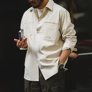 Maden рабочая одежда Ретро Воротник хлопковая шелушная рубашка с длинным рукавом оптовая продажа мужская рубашка куртка оверсайз вельветовые рубашки на весну