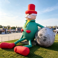 Modelo Publicitario Inflable de Muñeco de Nieve con Sombrero de Caballero para Exhibición