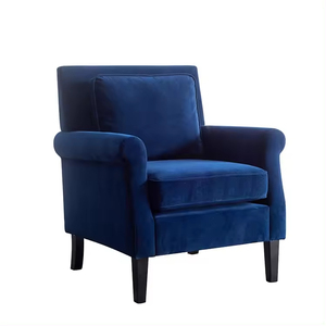Sillón de sala de estar Chingxin Vietnam, marco de madera maciza de terciopelo de lujo, sofá individual, tela azul, dormitorio de acento tapizado moderno - Product Image 1