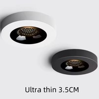 Plafonnier LED moderne en aluminium, rond ou carré, ultra-fin, blanc ou noir, spot encastré ou en saillie pour projets commerciaux