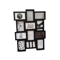Cadre photo rectangulaire en plastique noir et blanc, 6 pouces, 12 emplacements, à suspendre au mur, horizontal ou vertical, modèle PPB0612, vente en gros