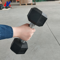 Haltères hexagonaux en acier recouvert de caoutchouc pour la musculation à domicile, haltères hexagonaux noirs pour la musculation