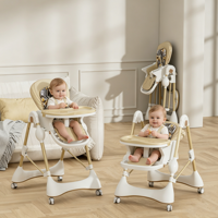 Chaise haute multifonctionnelle pliable en plastique pour bébé, réglable en hauteur et en inclinaison, sécurisée, vente en gros usine