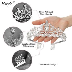 Hstyle Diademe mit Kamm Stirnband für Mädchen oder Frauen Geburtstags feier Hochzeit <span class=keywords><strong>Prom</strong></span> Braut Weihnachten Valentine Kristall kronen - Product Image 1