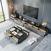 Unit tv mewah 2023 lemari modern tv berdiri TV kabinet lantai Unit kecil ruang tamu meja teh kombinasi furnitur