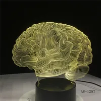 Cerveau forme 3D Illusion lampe 7 changement de couleur interrupteur tactile LED veilleuse acrylique lampe de bureau atmosphère nouveauté éclairage AW-1287