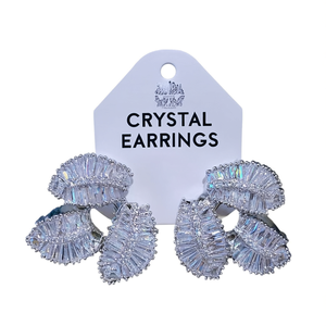 Orecchini a Perno con Cristalli in Oro Bianco, Montatura a Canale, Gioielli di Lusso da Donna per Feste - Product Image 1