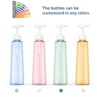 Flacon de lotion en plastique PET transparent avec pompe, forme cylindrique, personnalisable avec logo, pour cosmétiques, shampooing, huiles essentielles