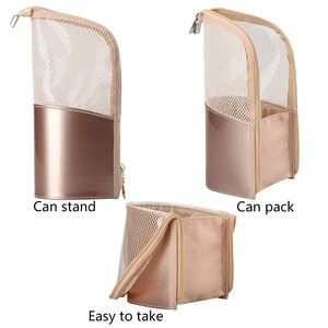 Pochette à pinceaux de maquillage en plastique avec fermeture éclair, résistante à l'eau, pliable, portable, organiseur de cosmétiques, étui de voyage personnalisé - Product Image 2