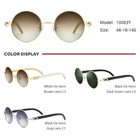 Lunettes de soleil Borregls Buffalo Horn pour hommes, nouvelles lunettes de soleil rondes de luxe, marque de créateur, lunettes de soleil somptueuses, lunettes de soleil Buffs 10012T
