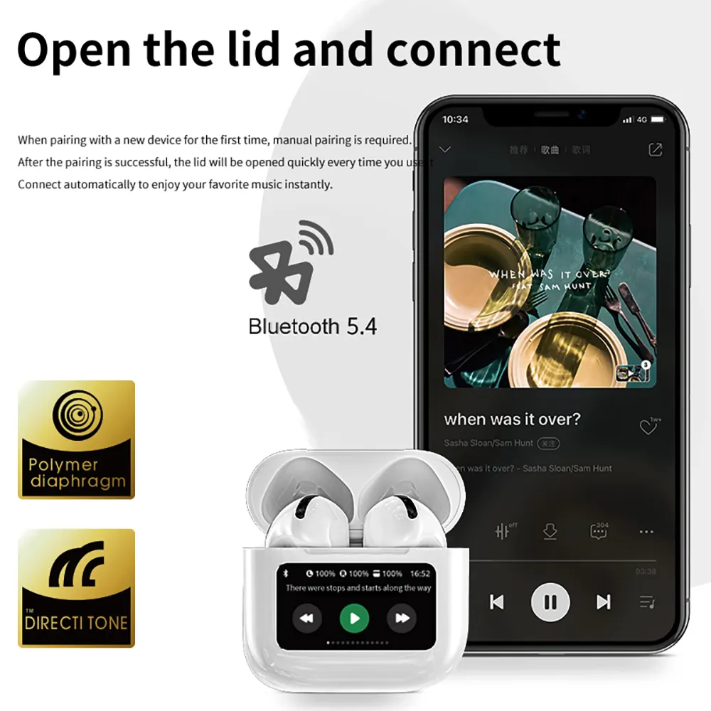 Top Sales <strong>ANC</strong> <strong>ENC</strong> Super In-ear Noise Cancelling Tws Earbuds Large Full Color Touchscreen Long <strong>Battery</strong> Earphone BT5.4 Headset
