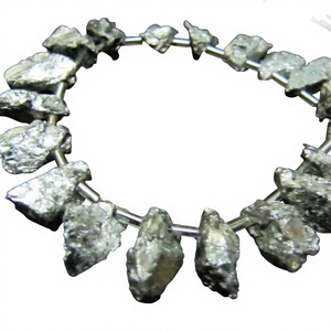 Cuentas de aguamarina natural rugosa con revestimiento de titanio plateado, con revestimiento místico AB, 8 pulgadas - Product Image 1