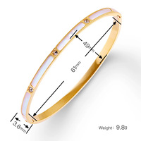 Ensemble de bracelets en acier inoxydable plaqué or 18 carats, minimalistes, incrustés de nacre et de zircon, empilables, pour femmes, résistants à l'eau
